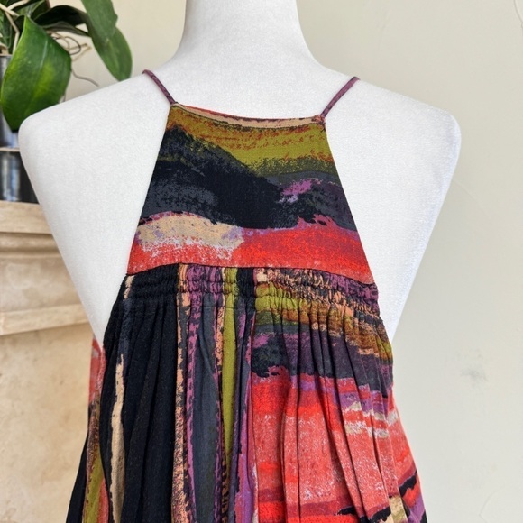 Free People Painted Stripe Mini Sleeveless Trapeze Swing Womens Size XS Colorful - Picture 7 of 14